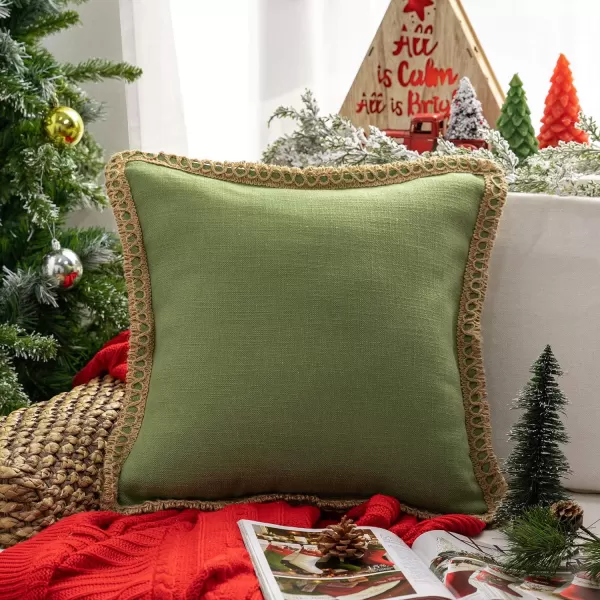 Phantoscope Farmhouse Solid Throw Decorative Pillow Cover Burlap Linen Trimmed Tailored Edges Outdoor Pillow Off White 1 Pack 12 x 20 inches 30 x 50 cmGreen