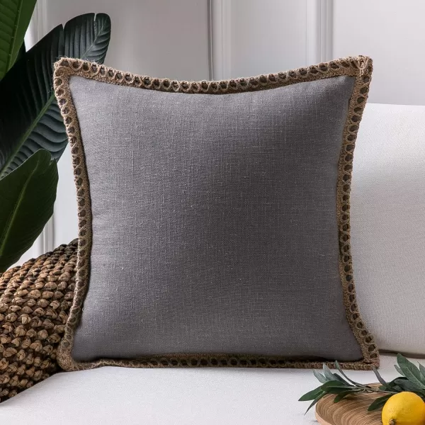 Phantoscope Farmhouse Solid Throw Decorative Pillow Cover Burlap Linen Trimmed Tailored Edges Outdoor Pillow Off White 1 Pack 12 x 20 inches 30 x 50 cmGray