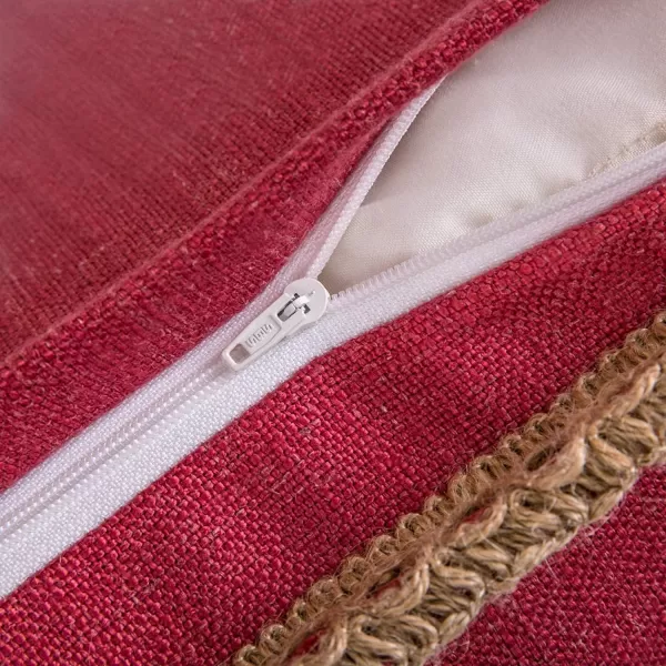Phantoscope Farmhouse Solid Throw Decorative Pillow Cover Burlap Linen Trimmed Tailored Edges Outdoor Pillow Off White 1 Pack 12 x 20 inches 30 x 50 cmRed