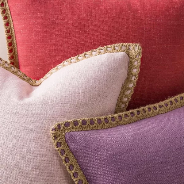Phantoscope Farmhouse Solid Throw Decorative Pillow Cover Burlap Linen Trimmed Tailored Edges Outdoor Pillow Off White 1 Pack 12 x 20 inches 30 x 50 cmBlush Pink