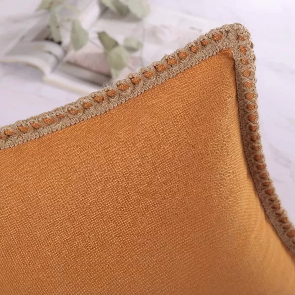 Phantoscope Farmhouse Solid Throw Decorative Pillow Cover Burlap Linen Trimmed Tailored Edges Outdoor Pillow Off White 1 Pack 12 x 20 inches 30 x 50 cmOrange