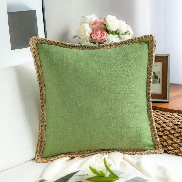 Phantoscope Farmhouse Solid Throw Decorative Pillow Cover Burlap Linen Trimmed Tailored Edges Outdoor Pillow Off White 1 Pack 12 x 20 inches 30 x 50 cmGreen