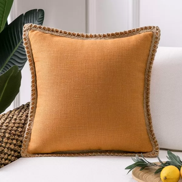 Phantoscope Farmhouse Solid Throw Decorative Pillow Cover Burlap Linen Trimmed Tailored Edges Outdoor Pillow Off White 1 Pack 12 x 20 inches 30 x 50 cmOrange