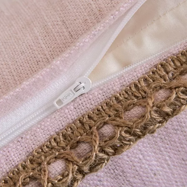 Phantoscope Farmhouse Solid Throw Decorative Pillow Cover Burlap Linen Trimmed Tailored Edges Outdoor Pillow Off White 1 Pack 12 x 20 inches 30 x 50 cmBlush Pink