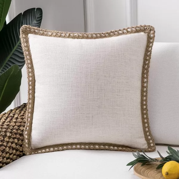 Phantoscope Farmhouse Solid Throw Decorative Pillow Cover Burlap Linen Trimmed Tailored Edges Outdoor Pillow Off White 1 Pack 12 x 20 inches 30 x 50 cmOff White