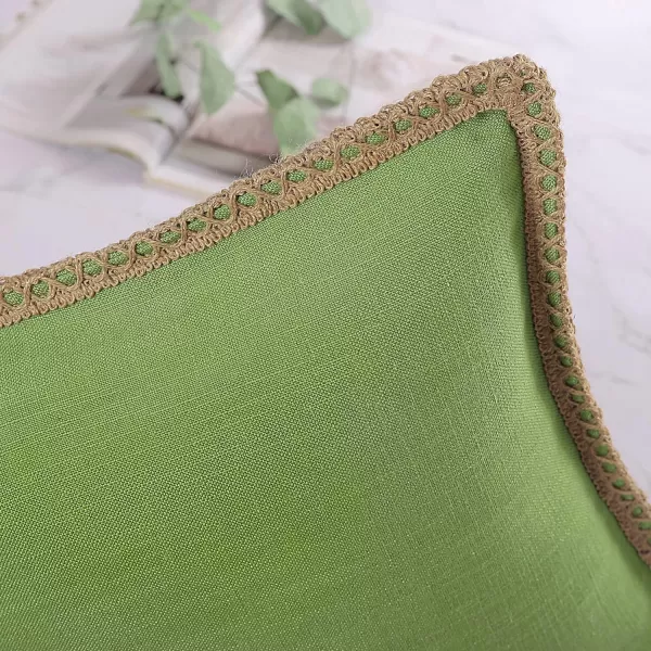 Phantoscope Farmhouse Solid Throw Decorative Pillow Cover Burlap Linen Trimmed Tailored Edges Outdoor Pillow Off White 1 Pack 12 x 20 inches 30 x 50 cmGreen