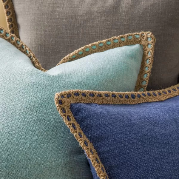 Phantoscope Farmhouse Solid Throw Decorative Pillow Cover Burlap Linen Trimmed Tailored Edges Outdoor Pillow Off White 1 Pack 12 x 20 inches 30 x 50 cmNavy Blue