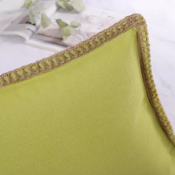 Phantoscope Farmhouse Solid Throw Decorative Pillow Cover Burlap Linen Trimmed Tailored Edges Outdoor Pillow Off White 1 Pack 12 x 20 inches 30 x 50 cmChartreuse Green