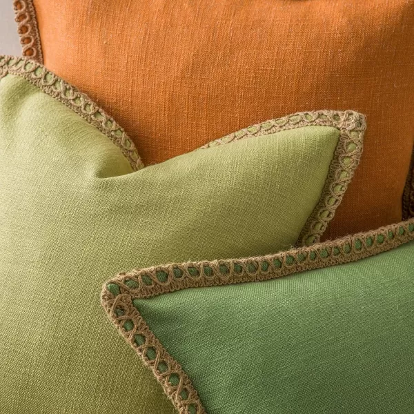 Phantoscope Farmhouse Solid Throw Decorative Pillow Cover Burlap Linen Trimmed Tailored Edges Outdoor Pillow Off White 1 Pack 12 x 20 inches 30 x 50 cmChartreuse Green
