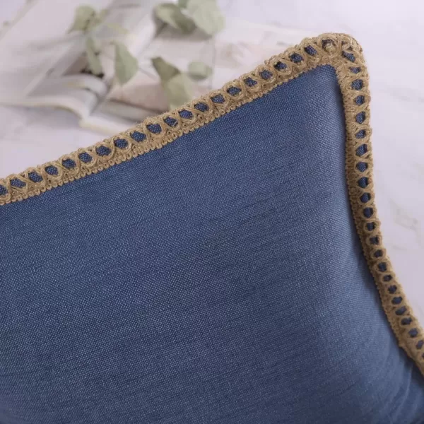 Phantoscope Farmhouse Solid Throw Decorative Pillow Cover Burlap Linen Trimmed Tailored Edges Outdoor Pillow Off White 1 Pack 12 x 20 inches 30 x 50 cmNavy Blue