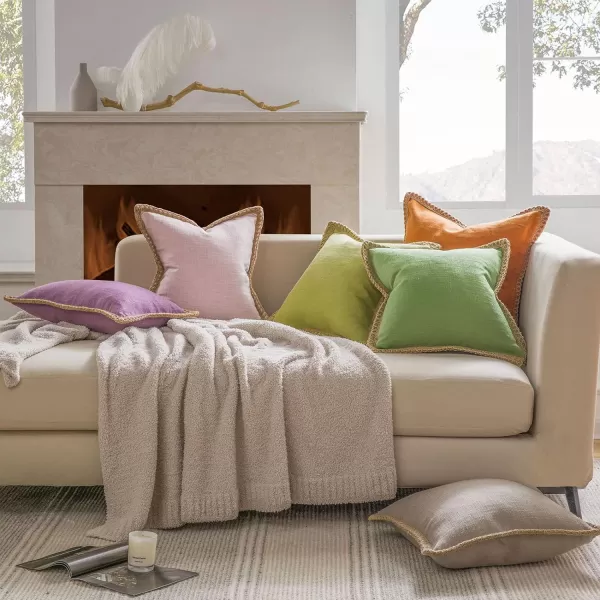 Phantoscope Farmhouse Solid Throw Decorative Pillow Cover Burlap Linen Trimmed Tailored Edges Outdoor Pillow Off White 1 Pack 12 x 20 inches 30 x 50 cmChartreuse Green