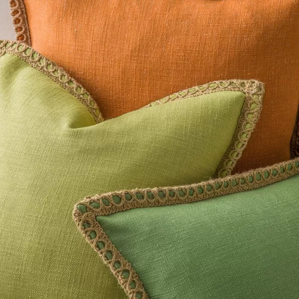 Phantoscope Farmhouse Solid Throw Decorative Pillow Cover Burlap Linen Trimmed Tailored Edges Outdoor Pillow Off White 1 Pack 12 x 20 inches 30 x 50 cmGreen