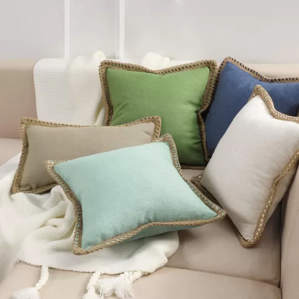 Phantoscope Farmhouse Solid Throw Decorative Pillow Cover Burlap Linen Trimmed Tailored Edges Outdoor Pillow Off White 1 Pack 12 x 20 inches 30 x 50 cmGreen