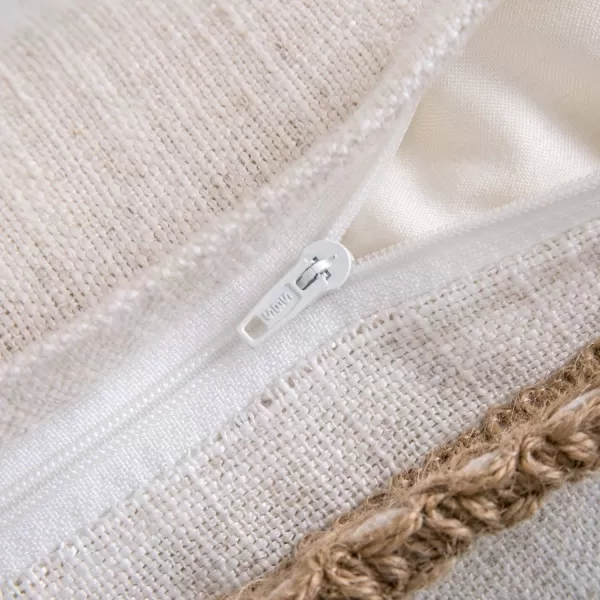 Phantoscope Farmhouse Solid Throw Decorative Pillow Cover Burlap Linen Trimmed Tailored Edges Outdoor Pillow Off White 1 Pack 12 x 20 inches 30 x 50 cmOff White