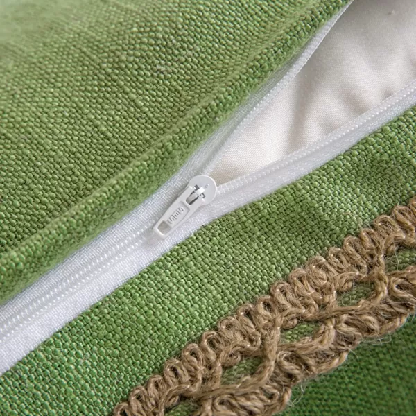 Phantoscope Farmhouse Solid Throw Decorative Pillow Cover Burlap Linen Trimmed Tailored Edges Outdoor Pillow Off White 1 Pack 12 x 20 inches 30 x 50 cmGreen