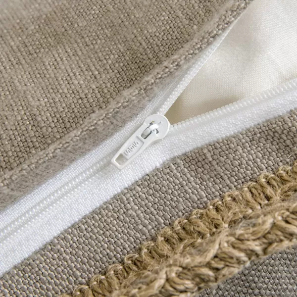 Phantoscope Farmhouse Solid Throw Decorative Pillow Cover Burlap Linen Trimmed Tailored Edges Outdoor Pillow Off White 1 Pack 12 x 20 inches 30 x 50 cmBeige