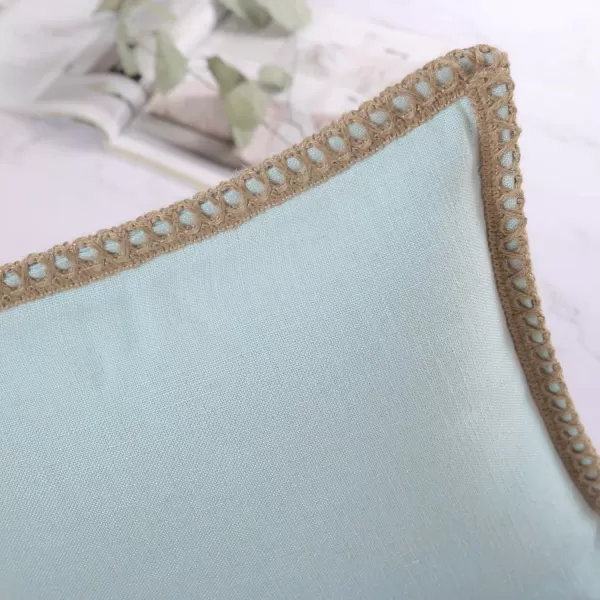 Phantoscope Farmhouse Solid Throw Decorative Pillow Cover Burlap Linen Trimmed Tailored Edges Outdoor Pillow Off White 1 Pack 12 x 20 inches 30 x 50 cmLight Turquoise