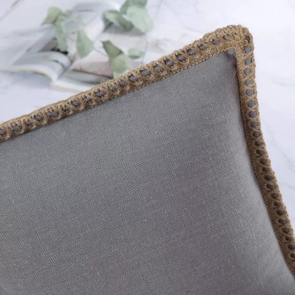 Phantoscope Farmhouse Solid Throw Decorative Pillow Cover Burlap Linen Trimmed Tailored Edges Outdoor Pillow Off White 1 Pack 12 x 20 inches 30 x 50 cmGray