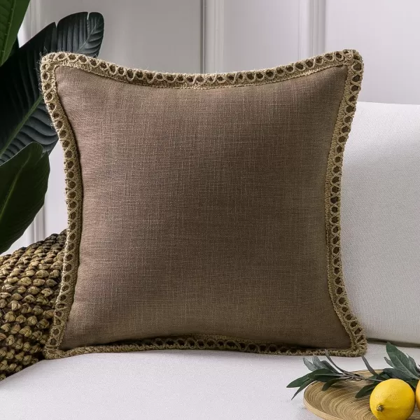 Phantoscope Farmhouse Solid Throw Decorative Pillow Cover Burlap Linen Trimmed Tailored Edges Outdoor Pillow Off White 1 Pack 12 x 20 inches 30 x 50 cmCoffee