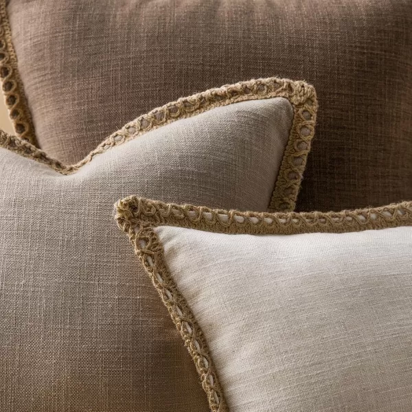 Phantoscope Farmhouse Solid Throw Decorative Pillow Cover Burlap Linen Trimmed Tailored Edges Outdoor Pillow Off White 1 Pack 12 x 20 inches 30 x 50 cmBeige