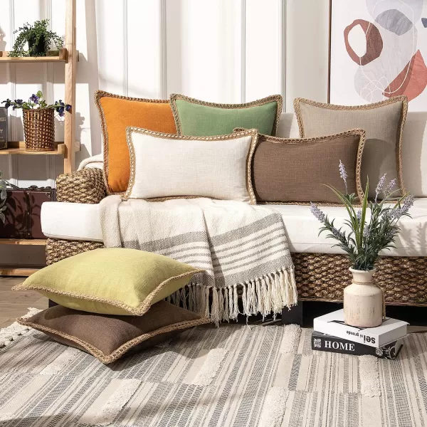 Phantoscope Farmhouse Solid Throw Decorative Pillow Cover Burlap Linen Trimmed Tailored Edges Outdoor Pillow Off White 1 Pack 12 x 20 inches 30 x 50 cmOrange