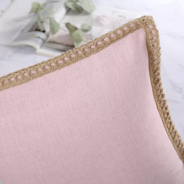 Phantoscope Farmhouse Solid Throw Decorative Pillow Cover Burlap Linen Trimmed Tailored Edges Outdoor Pillow Off White 1 Pack 12 x 20 inches 30 x 50 cmBlush Pink