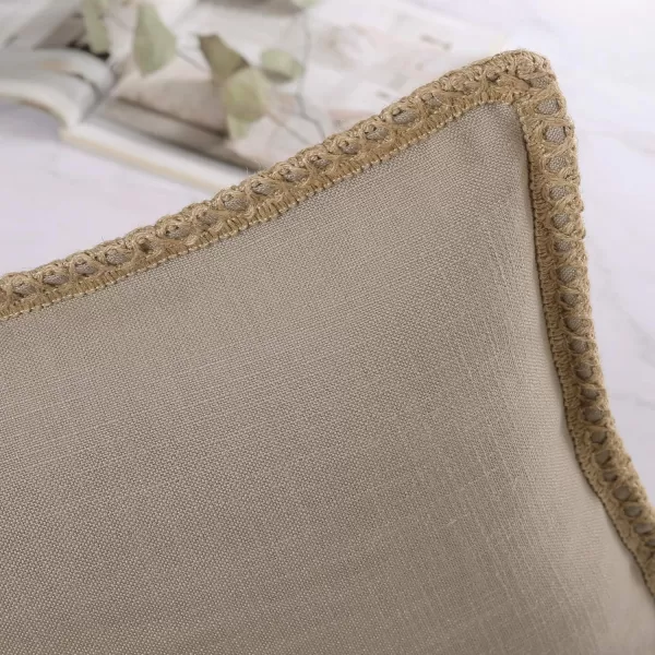 Phantoscope Farmhouse Solid Throw Decorative Pillow Cover Burlap Linen Trimmed Tailored Edges Outdoor Pillow Off White 1 Pack 12 x 20 inches 30 x 50 cmBeige