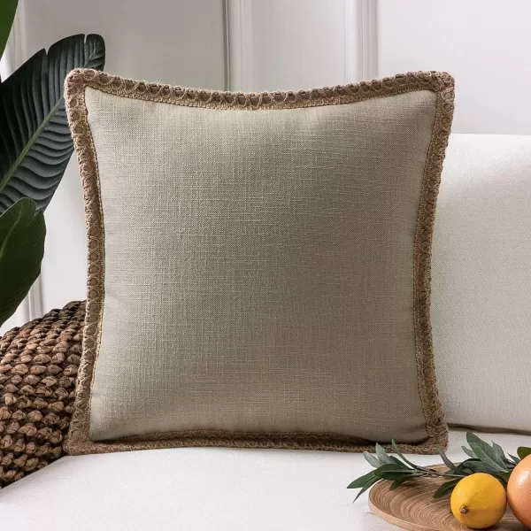 Phantoscope Farmhouse Solid Throw Decorative Pillow Cover Burlap Linen Trimmed Tailored Edges Outdoor Pillow Off White 1 Pack 12 x 20 inches 30 x 50 cmBeige
