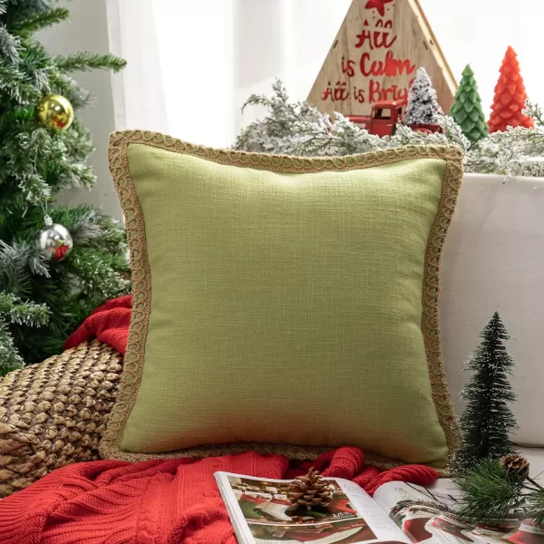 Phantoscope Farmhouse Solid Throw Decorative Pillow Cover Burlap Linen Trimmed Tailored Edges Outdoor Pillow Off White 1 Pack 12 x 20 inches 30 x 50 cmChartreuse Green