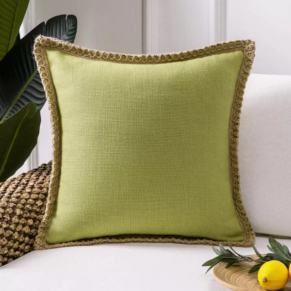 Phantoscope Farmhouse Solid Throw Decorative Pillow Cover Burlap Linen Trimmed Tailored Edges Outdoor Pillow Off White 1 Pack 12 x 20 inches 30 x 50 cmChartreuse Green