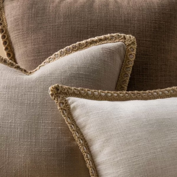 Phantoscope Farmhouse Solid Throw Decorative Pillow Cover Burlap Linen Trimmed Tailored Edges Outdoor Pillow Off White 1 Pack 12 x 20 inches 30 x 50 cmCoffee