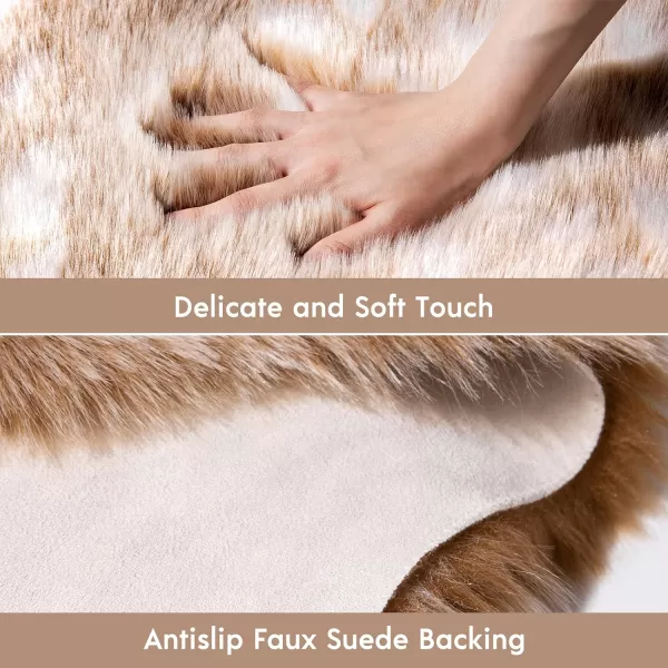 Phantoscope Faux Fur Rug Fluffy Soft Faux Fox Fur Area Rugs for Bedroom Livingroom Kids Room Decor Shaggy Fur Rugs AntiSkid Beige 2 x 3 FeetBeige