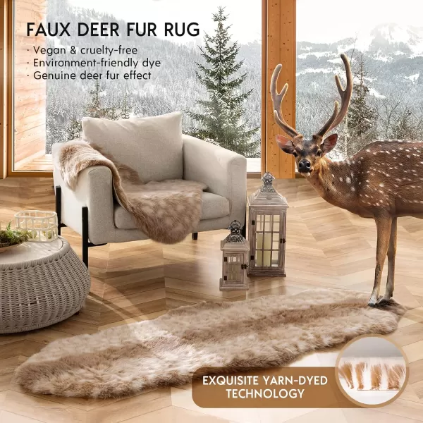 Phantoscope Faux Fur Rug Fluffy Soft Faux Fox Fur Area Rugs for Bedroom Livingroom Kids Room Decor Shaggy Fur Rugs AntiSkid Beige 2 x 3 FeetBeige