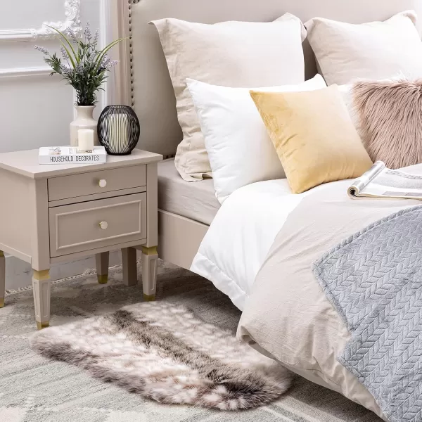 Phantoscope Faux Fur Rug Fluffy Soft Faux Fox Fur Area Rugs for Bedroom Livingroom Kids Room Decor Shaggy Fur Rugs AntiSkid Beige 2 x 3 FeetDark Coffee