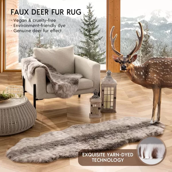 Phantoscope Faux Fur Rug Fluffy Soft Faux Fox Fur Area Rugs for Bedroom Livingroom Kids Room Decor Shaggy Fur Rugs AntiSkid Beige 2 x 3 FeetDark Coffee