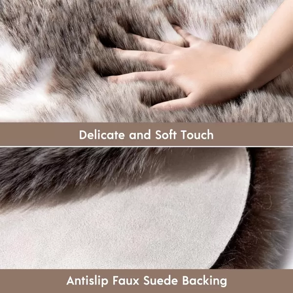 Phantoscope Faux Fur Rug Fluffy Soft Faux Fox Fur Area Rugs for Bedroom Livingroom Kids Room Decor Shaggy Fur Rugs AntiSkid Beige 2 x 3 FeetDark Coffee