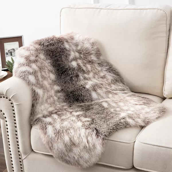 Phantoscope Faux Fur Rug Fluffy Soft Faux Fox Fur Area Rugs for Bedroom Livingroom Kids Room Decor Shaggy Fur Rugs AntiSkid Beige 2 x 3 FeetDark Coffee
