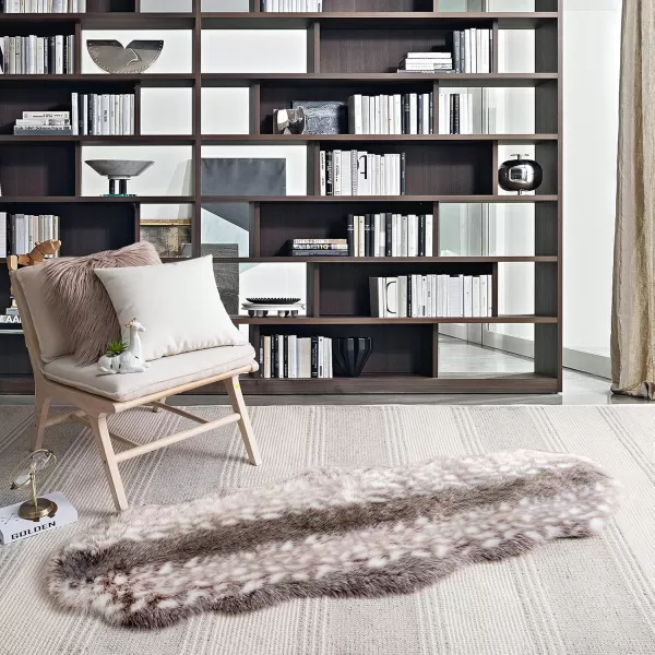 Phantoscope Faux Fur Rug Fluffy Soft Faux Fox Fur Area Rugs for Bedroom Livingroom Kids Room Decor Shaggy Fur Rugs AntiSkid Beige 2 x 3 FeetDark Coffee
