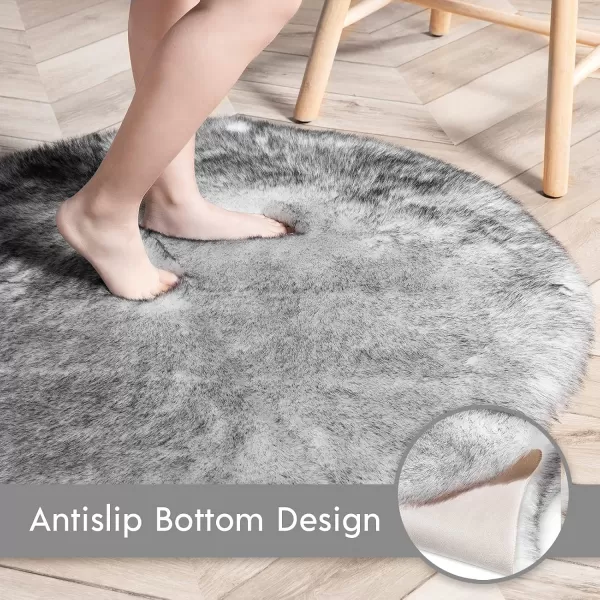 Phantoscope Faux Fur Rug Fluffy Soft Faux Fox Fur Area Rugs for Bedroom Livingroom Kids Room DecorShaggy Fur Rugs AntiSkid White Brown 2 x 6 FeetBlack