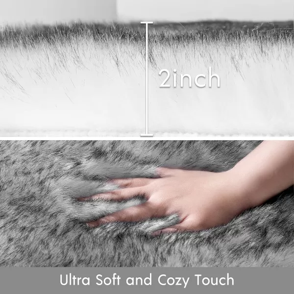 Phantoscope Faux Fur Rug Fluffy Soft Faux Fox Fur Area Rugs for Bedroom Livingroom Kids Room DecorShaggy Fur Rugs AntiSkid White Brown 2 x 6 FeetBlack