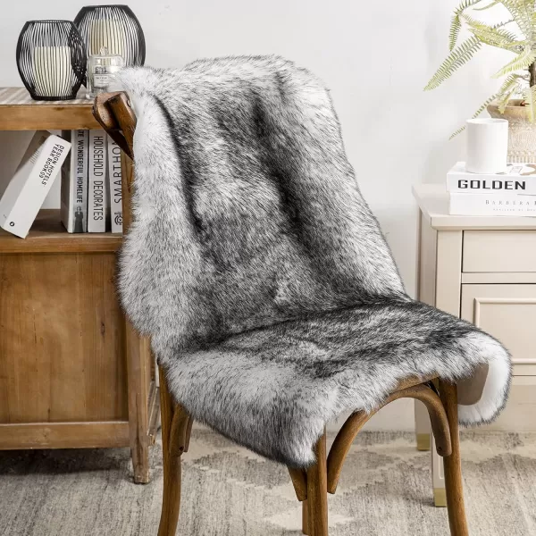 Phantoscope Faux Fur Rug Fluffy Soft Faux Fox Fur Area Rugs for Bedroom Livingroom Kids Room DecorShaggy Fur Rugs AntiSkid White Brown 2 x 6 FeetBlack