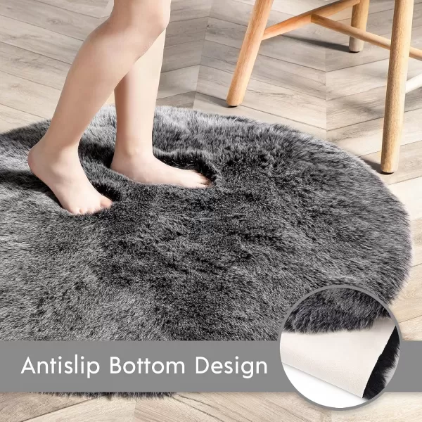 Phantoscope Faux Fur Rug Fluffy Soft Faux Fox Fur Area Rugs for Bedroom Livingroom Kids Room DecorShaggy Fur Rugs AntiSkid White Brown 2 x 6 FeetBlack White