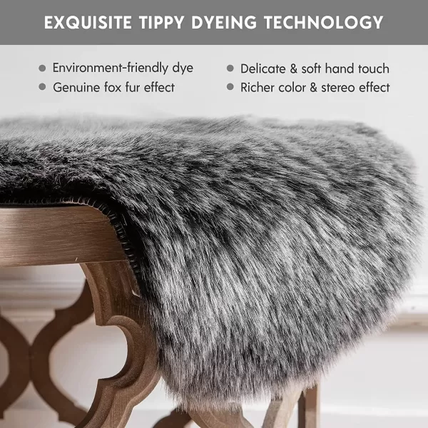 Phantoscope Faux Fur Rug Fluffy Soft Faux Fox Fur Area Rugs for Bedroom Livingroom Kids Room DecorShaggy Fur Rugs AntiSkid White Brown 2 x 6 FeetBlack White