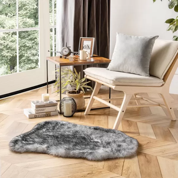Phantoscope Faux Fur Rug Fluffy Soft Faux Fox Fur Area Rugs for Bedroom Livingroom Kids Room DecorShaggy Fur Rugs AntiSkid White Brown 2 x 6 FeetBlack
