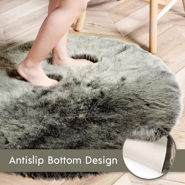 Phantoscope Faux Fur Rug Fluffy Soft Faux Fox Fur Area Rugs for Bedroom Livingroom Kids Room DecorShaggy Fur Rugs AntiSkid White Brown 2 x 6 FeetGreen White