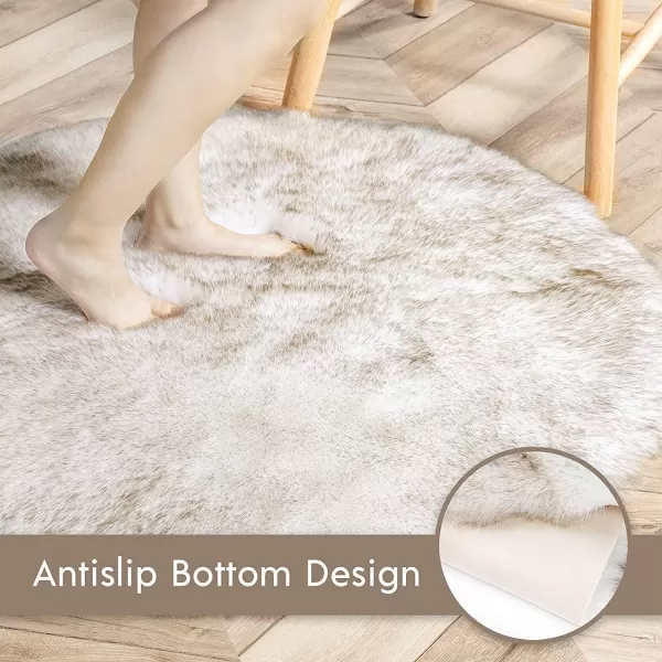 Phantoscope Faux Fur Rug Fluffy Soft Faux Fox Fur Area Rugs for Bedroom Livingroom Kids Room DecorShaggy Fur Rugs AntiSkid White Brown 2 x 6 FeetWhite Brown