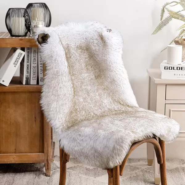 Phantoscope Faux Fur Rug Fluffy Soft Faux Fox Fur Area Rugs for Bedroom Livingroom Kids Room DecorShaggy Fur Rugs AntiSkid White Brown 2 x 6 FeetWhite Brown