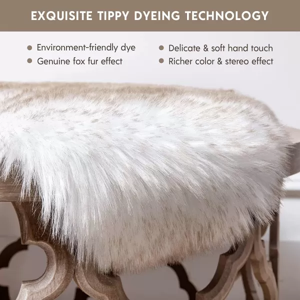 Phantoscope Faux Fur Rug Fluffy Soft Faux Fox Fur Area Rugs for Bedroom Livingroom Kids Room DecorShaggy Fur Rugs AntiSkid White Brown 2 x 6 FeetWhite Brown