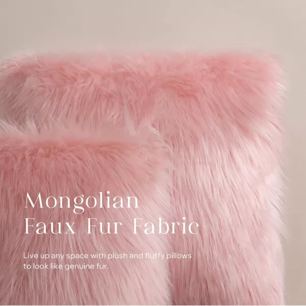 Phantoscope Faux Fur Solid Decorative Pillow Cover Fluffy Throw Pillow Mongolian Luxury Fuzzy Pillow Case Cushion Cover for Bedroom and CouchTrue White 18 x 18 InchesPink