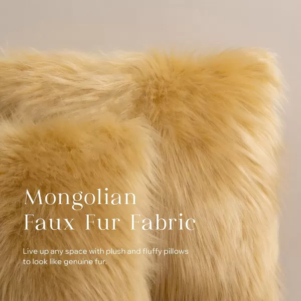 Phantoscope Faux Fur Solid Decorative Pillow Cover Fluffy Throw Pillow Mongolian Luxury Fuzzy Pillow Case Cushion Cover for Bedroom and CouchTrue White 18 x 18 InchesGinger